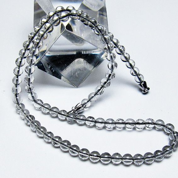 ブラックルチルクォーツネックレス 5mm [T354-5844]