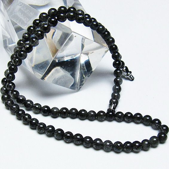 ブラックルチルクォーツネックレス 5mm [T354-5918]