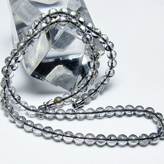 ブラックルチルクォーツネックレス 5mm [T354-5963]