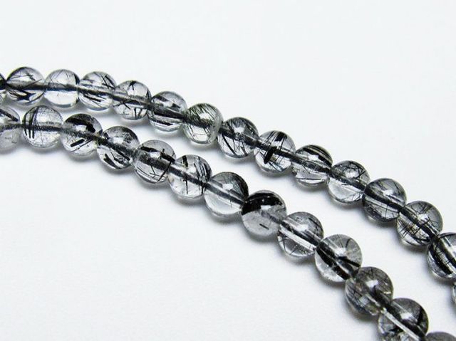 パワーストーン 天然石 ブラックルチルクォーツネックレス 4mm