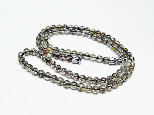 パワーストーン 天然石 ブラックルチルクォーツネックレス 4mm [T354-6135]