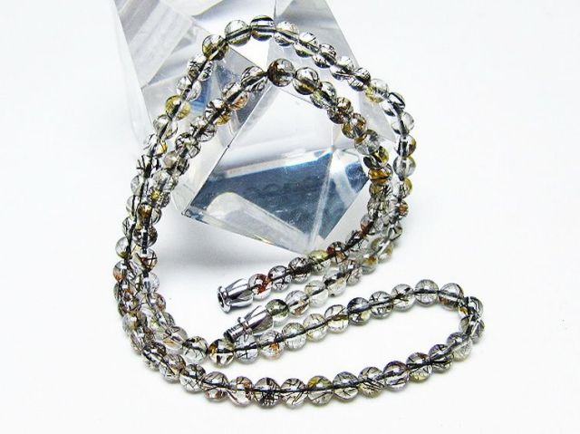 パワーストーン 天然石 ブラックルチルクォーツネックレス 4mm [T354-6135]