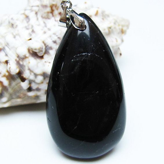 モリオン 純天然 黒水晶 ペンダント[T359-2060]