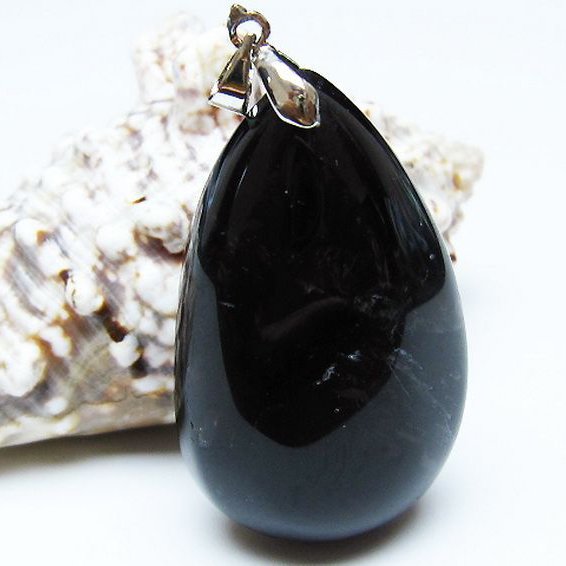 モリオン 純天然 黒水晶 ペンダント[T359-2063]