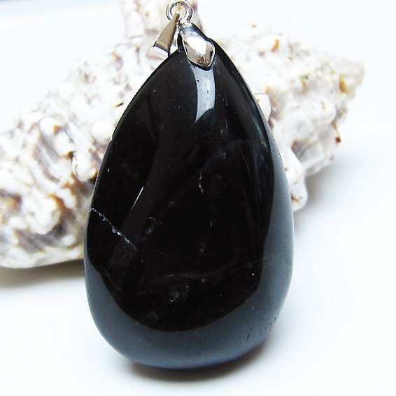 モリオン 純天然 黒水晶 ペンダント[T359-2065]