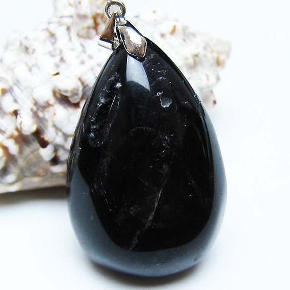 モリオン 純天然 黒水晶 ペンダント[T359-2076]