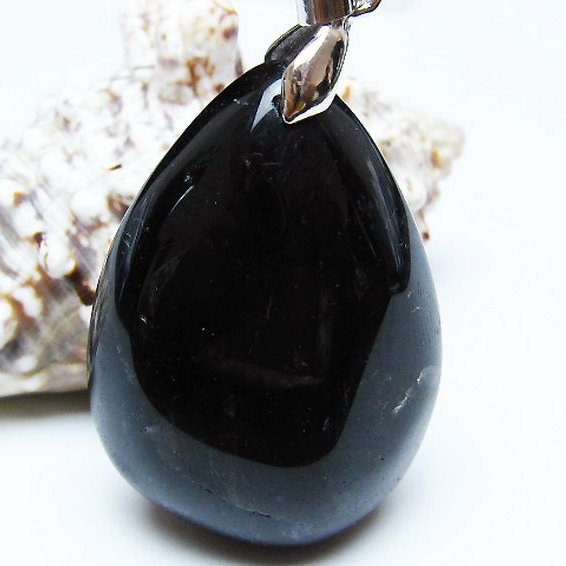 モリオン 純天然 黒水晶 ペンダント[T359-2093]