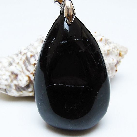 モリオン 純天然 黒水晶 ペンダント[T359-2121]