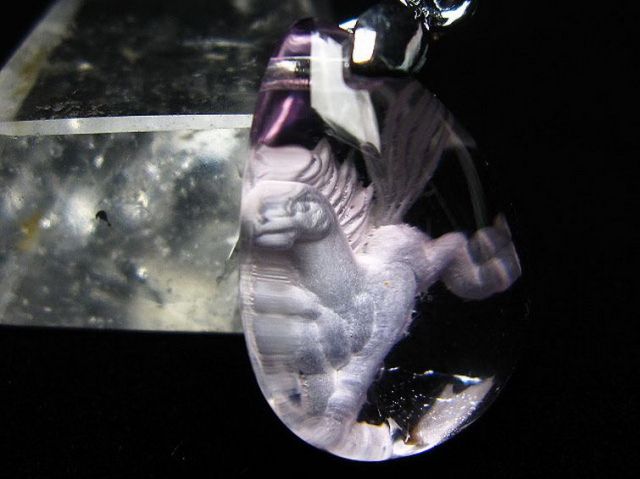 パワーストーン 天然石 アメジスト十二支「午」彫刻入りペンダント