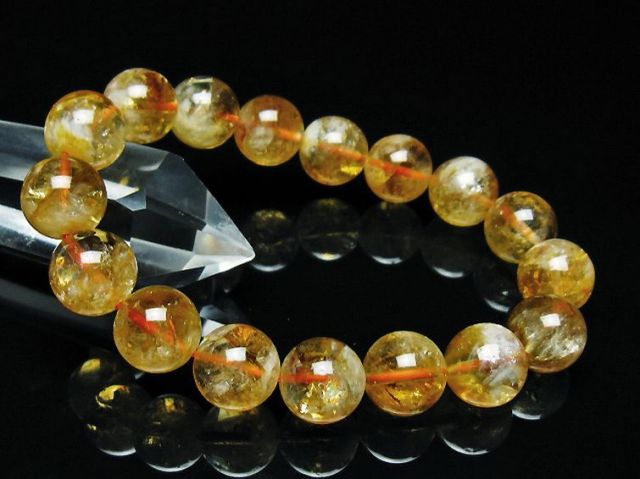 虹入りシトリンブレスレット 12mm [t366-12974]