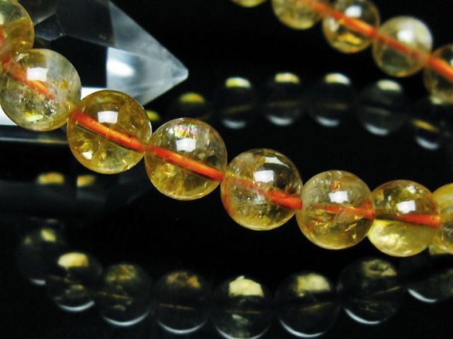 虹入りシトリンブレスレット 9mm [t366-12997]
