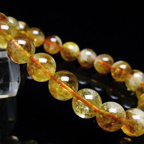 虹入りシトリンブレスレット 9mm [t366-13412]