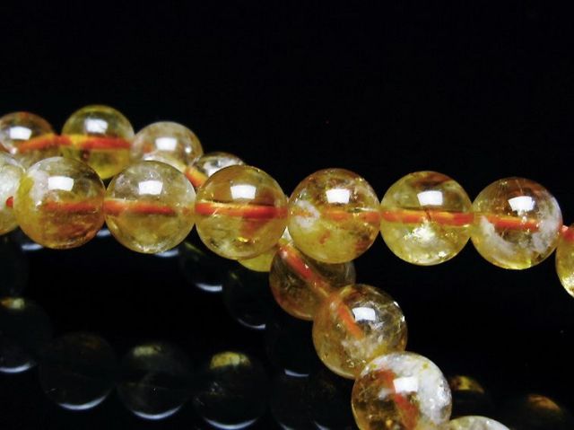 虹入りシトリンブレスレット 9mm [t366-13468]