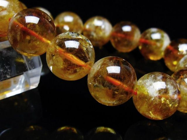 虹入りシトリンブレスレット 14mm [t366-13566]