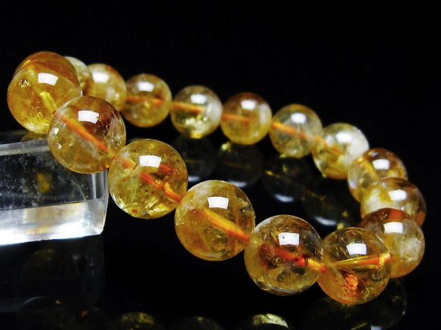 虹入りシトリンブレスレット 12mm [t366-13574]