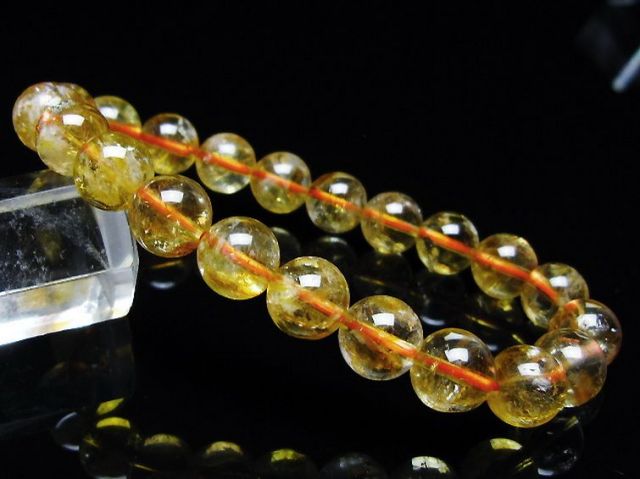 虹入りシトリンブレスレット 9mm [t366-13594]