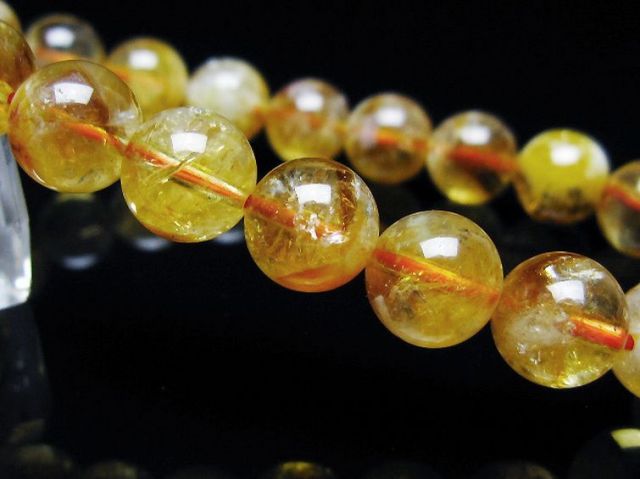 虹入りシトリンブレスレット 9mm [t366-13610]