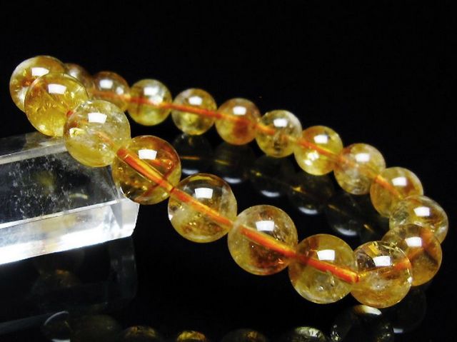 虹入りシトリンブレスレット 10mm [t366-13640]