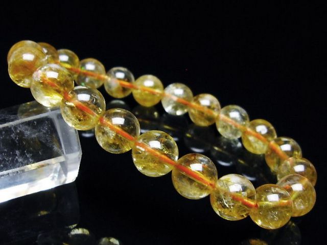 虹入りシトリンブレスレット 9mm [t366-13690]