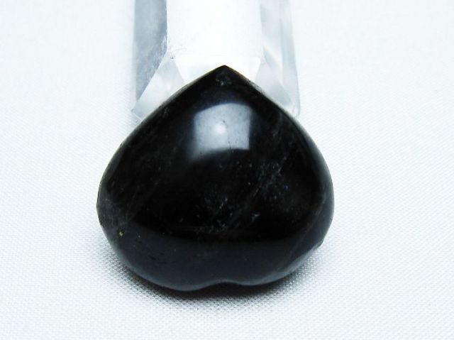 モリオン 純天然 黒水晶 ハート 置物[T375-4506]