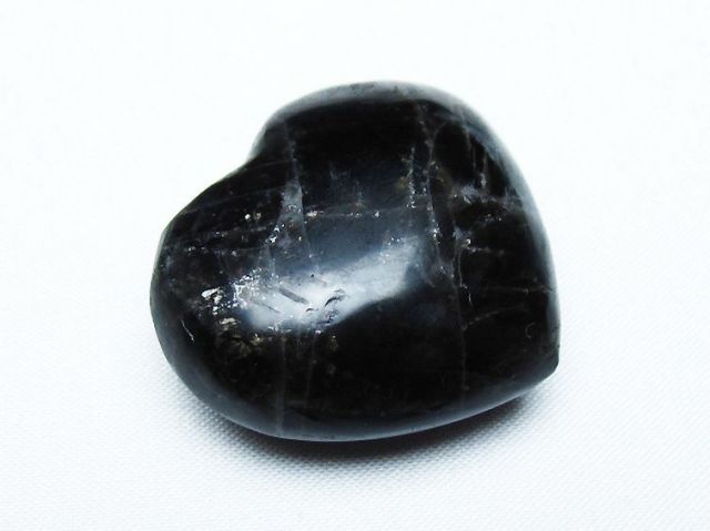 モリオン 純天然 黒水晶 ハート 置物[T375-4563]