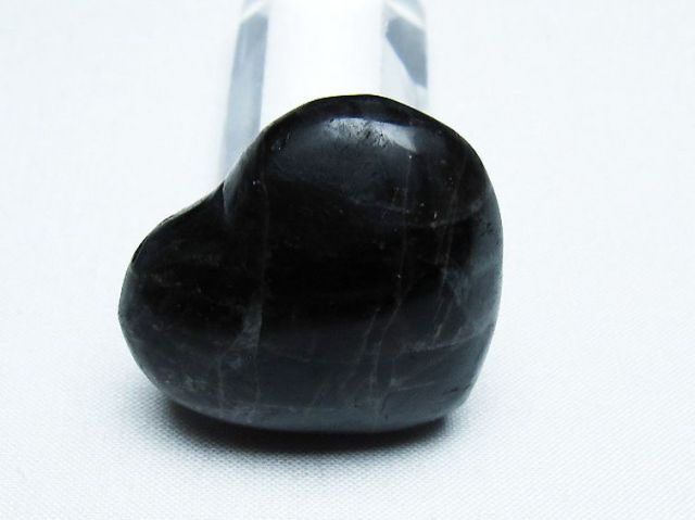 モリオン 純天然 黒水晶 ハート 置物[T375-4563]