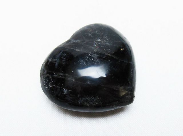 モリオン 純天然 黒水晶 ハート 置物[T375-4682]
