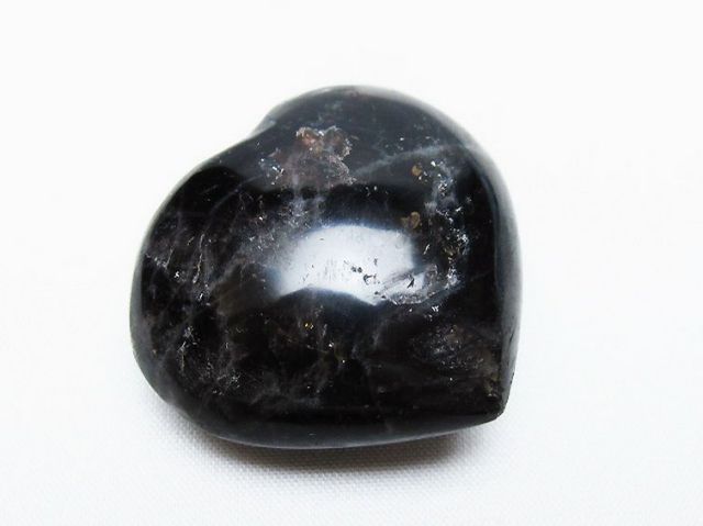 モリオン 純天然 黒水晶 ハート 置物[T375-4688]