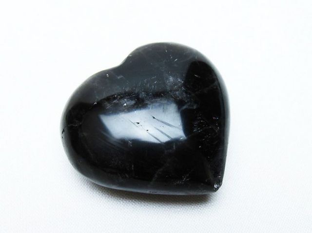 モリオン 純天然 黒水晶 ハート 置物[T375-4861]