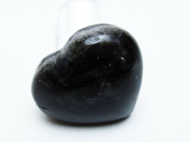 モリオン 純天然 黒水晶 ハート 置物[T375-4861]