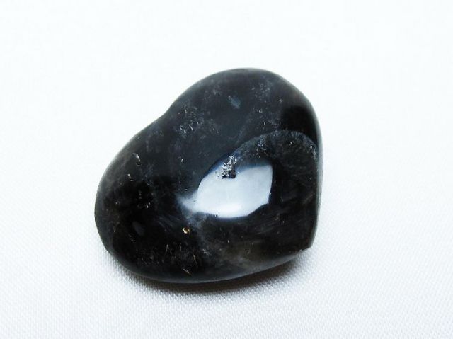 モリオン 純天然 黒水晶 ハート 置物[T375-4957]