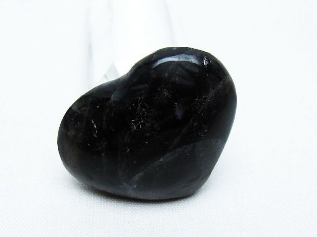 モリオン 純天然 黒水晶 ハート 置物[T375-4957]