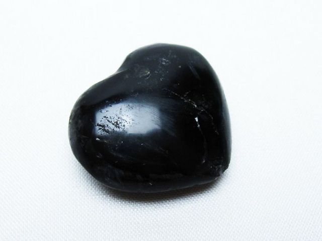 モリオン 純天然 黒水晶 ハート 置物[T375-4968]