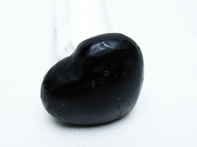 モリオン 純天然 黒水晶 ハート 置物[T375-4968]