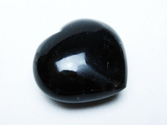 モリオン 純天然 黒水晶 ハート 置物 [t375-5130]