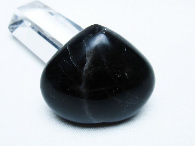 モリオン 純天然 黒水晶 ハート 置物 [t375-5130]