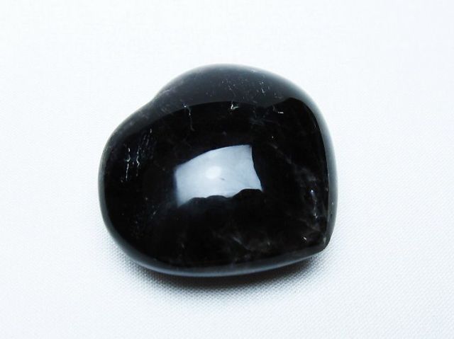 モリオン 純天然 黒水晶 ハート 置物 [t375-5136]