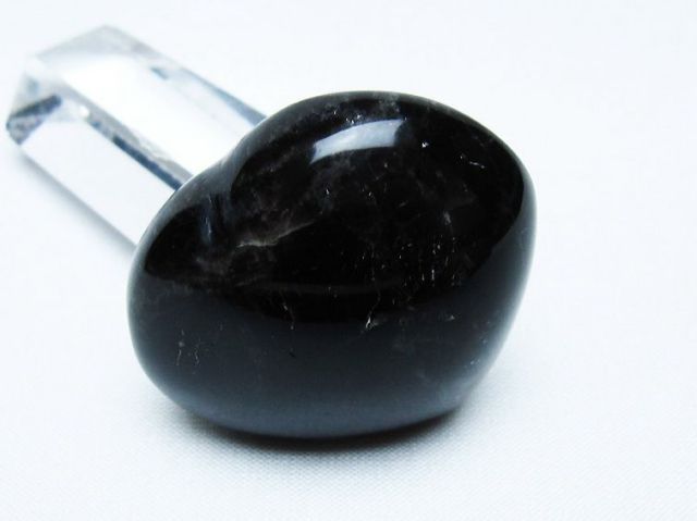 モリオン 純天然 黒水晶 ハート 置物 [t375-5136]