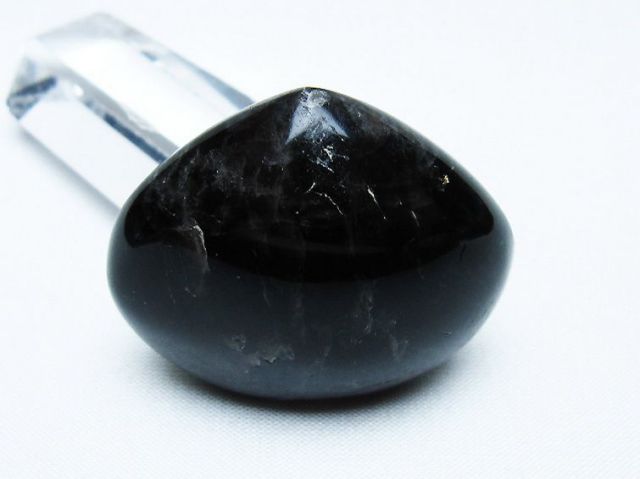 モリオン 純天然 黒水晶 ハート 置物 [t375-5136]