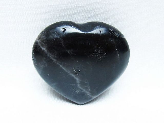 モリオン 純天然 黒水晶 ハート 置物[T375-5146]