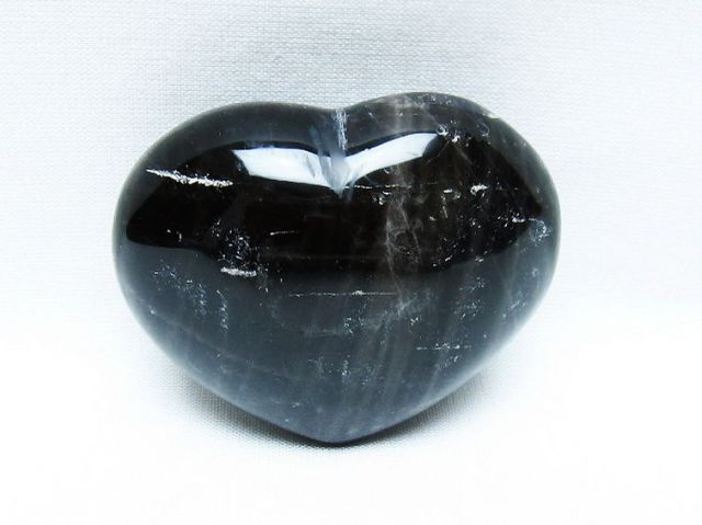 モリオン 純天然 黒水晶 ハート 置物 [t375-5152]