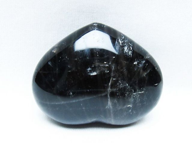 モリオン 純天然 黒水晶 ハート 置物 [t375-5152]