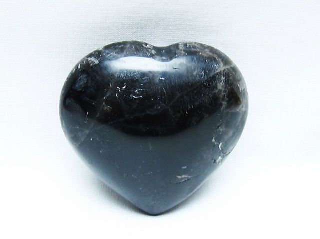 モリオン 純天然 黒水晶 ハート 置物[T375-5162]
