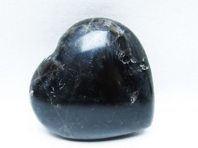 モリオン 純天然 黒水晶 ハート 置物[T375-5162]