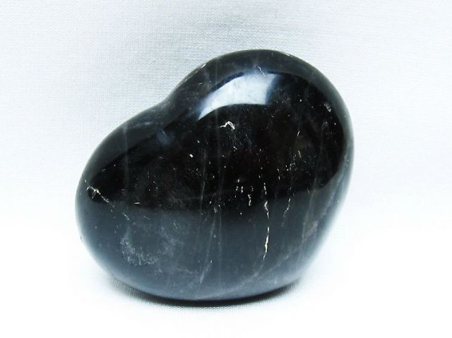 モリオン 純天然 黒水晶 ハート 置物[T375-5166]