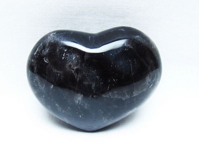 モリオン 純天然 黒水晶 ハート 置物[T375-5174]