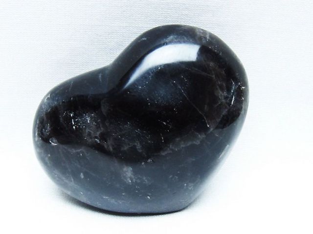 モリオン 純天然 黒水晶 ハート 置物[T375-5174]