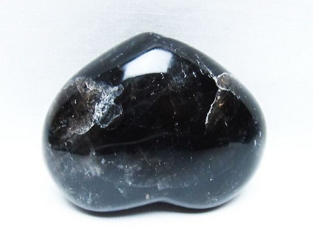 モリオン 純天然 黒水晶 ハート 置物[T375-5174]
