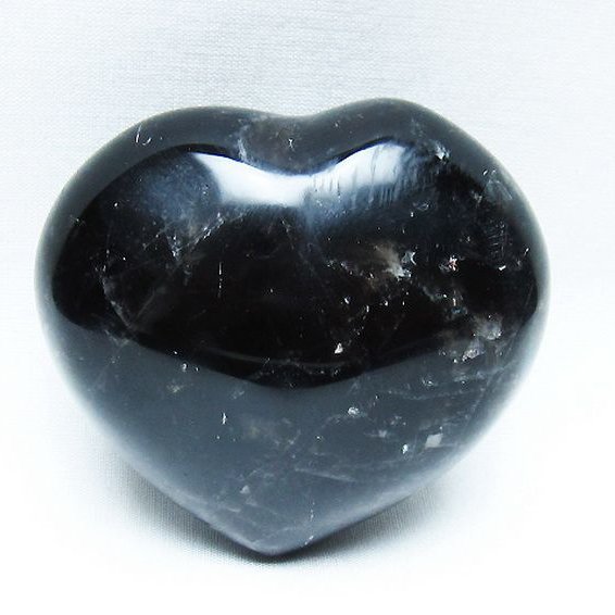 モリオン 純天然 黒水晶 ハート 置物[T375-5181]