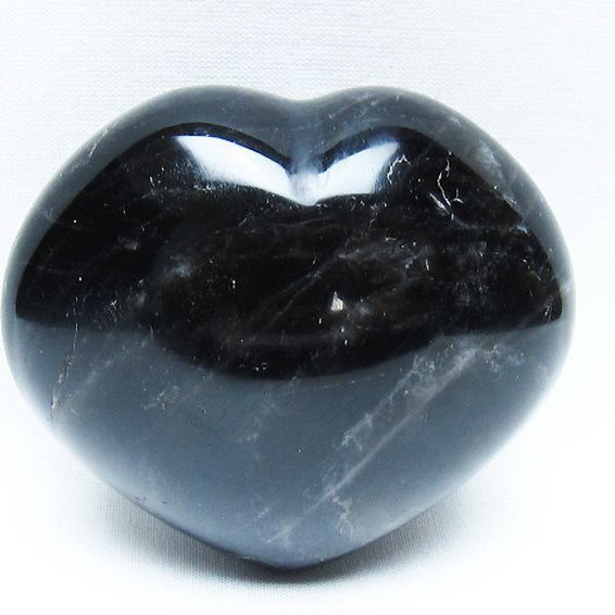 モリオン 純天然 黒水晶 ハート 置物[T375-5185]
